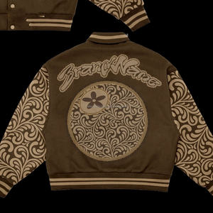 Chaqueta universitaria transpirable OEM para hombre con bordado de chenilla y mangas de cuero Chaqueta universitaria americana de moda personalizada para hombre - Product Image 2