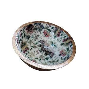 Bol rond imprimé coloré en bois de créateur artisanal de haute qualité pour une configuration de cuisine écologique au prix de gros - Product Image 2