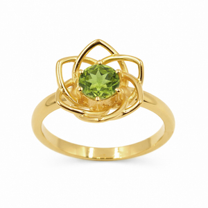 Anillo de Plata de Ley 925 con Peridoto, Diseño Floral Inspirado en Orquídeas Cymbidium, Joyería de Diseño - Product Image 1