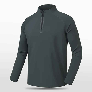 OEM Custom Logo 1/4 Zipper <b>Men's</b> Active Sport Shirt Polyester Elastane Quick-Dry <b>Long</b> <b>Sleeve</b> <b>Top</b> - Product Image 3
