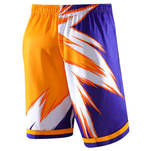 Short en maille de basket-ball respirant pour hommes personnalisé Double couche Vintage fermeture éclair poches latérales cordon High Street 100% coton - Product Image 3