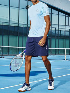 Short en toile respirant écologique et décontracté à taille moyenne pour hommes, motif solide, football, football, tennis, entraînement - Product Image 6