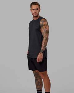 Débardeur personnalisé OEM imprimé, haute qualité, pour homme, sport, fitness, streetwear, sans manches, coton côtelé, coupe ajustée. - Product Image 5