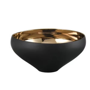 Frutero clásico Diseño fantástico Cuenco de chocolates de metal Cuenco de servicio de forma irregular con exterior negro y acabado interior dorado - Product Image 2