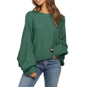 New Style Women's Knitted <b>Jumper</b> <b>Batwing</b> Sleeve Sweatshirt Oversized Pullover Crew Neck Winter Ribbed Sweatshirt - Product Image 1