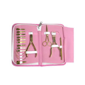 Kit profesional de herramientas para extensiones de cabello y microenlaces en color sólido, diseño personalizado. - Product Image 4