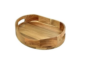 Plateau de service en bois de forme ronde profonde fantaisie à la maison plateau de service de nourriture d'hôtel en bois de manguier plateau de service en bois de petite taille - Product Image 6