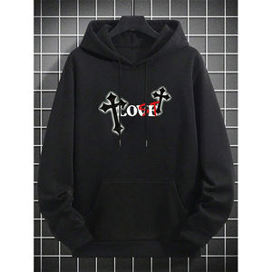 Sweat-shirt en molleton de coton personnalisé de haute qualité à épaules tombantes avec strass, effet vieilli, fermeture éclair, vintage, pour homme - Product Image 1