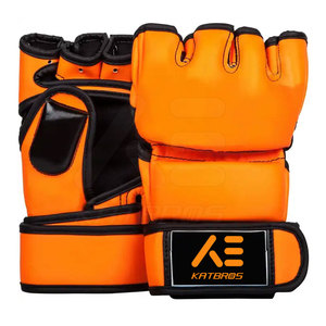 KATBROS MMA Gloves Half Finger PU Leather for Closure Orange Waterproof Non-Slip for Martial Arts Outdoor Adults - Product Image 1