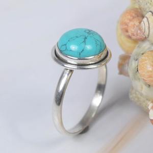 Anillo de Compromiso con Turquesa Verde en Plata de Ley 925, Piedra de Nacimiento de Diciembre, Regalo para Fiesta de Bodas o Aniversario - Product Image 3