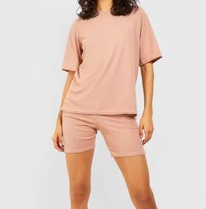 Conjunto de 2 piezas de calidad Premium para mujer, de algodón 100% Material, estampado de logotipo personalizado, ropa de calle informal, conjuntos para mujer, servicios OEM - Product Image 3