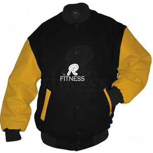 Veste universitaire en cuir de vache à col montant, broderie en chenille, style streetwear, manches longues, hiver, sur mesure pour homme - Product Image 6