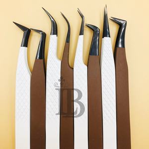 Pince à cils personnalisée pour extensions de cils, courbée à 90 degrés, droite, avec manche à coupe diamantée, pour cils en vison - Product Image 5