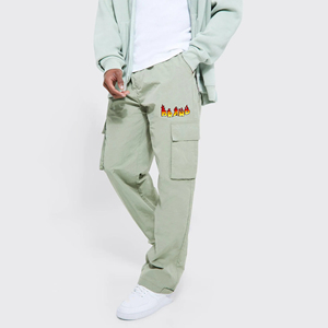 Pantalons de survêtement pour hommes 100% coton de haute qualité logo imprimé DTF personnalisé couleur unie 6 poches pantalons de survêtement pour hommes Baggy Streetwear - Product Image 1