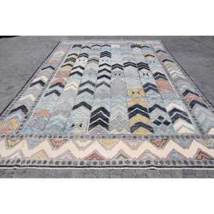 Tapis vintage surdimensionné 9,5x13,6 pieds, tapis turc persan en laine bleu gris - Product Image 1