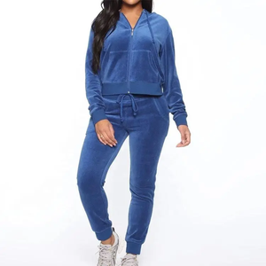 Women's High Quality Cotton Fleece Formal Tracksuit High Street Style Solid Pattern Regular Hoodie with Jogger Pant - Product Image 5