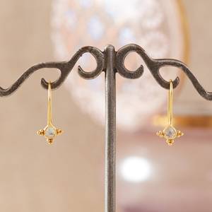 Boucles d'oreilles en or texturé en forme d'étoile avec tranche de diamant champagne léger en 925 boucles d'oreilles en argent sterling massif cadeau pour elle - Product Image 2