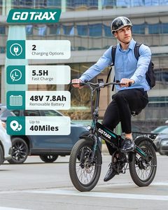 Bicicletta elettrica pieghevole da 20 "con batteria 40 miglia (Pedal-assist1) da 48V, potenza 20mph da picco 500W, bicicletta elettrica per adulti - Product Image 4