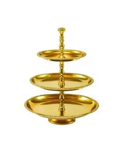 Support à gâteau pliant simple à 3 niveaux en métal nickelé de meilleure qualité pour les fêtes de mariage Support à gâteau décoratif - Product Image 1