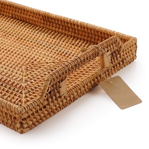 Top Vente Produit Bambou Rotin Plateaux Décoratifs Maison Nourriture À Manger Plateaux Décor Naturel Conception Personnalisée Salle À Manger Décor À La Maison - Product Image 4