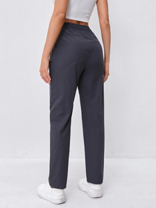 Joggers adelgazantes de cintura alta para mujer, pantalones ligeros transpirables de nailon con cordón, bolsillos con cremallera lateral doble, cintura media XL para - Product Image 3