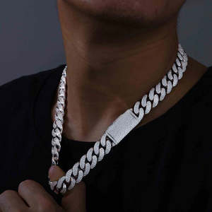 Categoría de Producto: Collares de Cadena Cubana con Diamantes Moissanite para Hombre, Plata 925, Estilo Hip Hop, para Regalo - Product Image 2