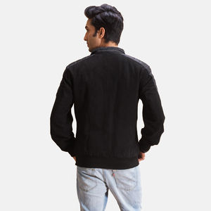 แจ็คเก็ตหนังแท้ผู้ชาย ปกตั้ง ปักโลโก้ด้านหน้า กันน้ำ เป็นมิตรกับสิ่งแวดล้อม คุณภาพสูง ซิป แขนยาว ขายส่ง - Product Image 2