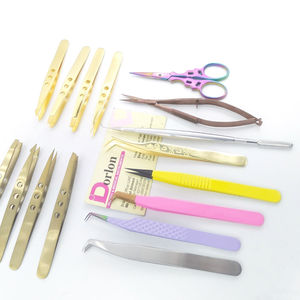 Pinzas de pestañas de acero inoxidable con logotipo personalizado profesional, tijera de resorte para pestañas chapada en oro, herramienta de elevación de pestañas recubierta de Color - Product Image 1