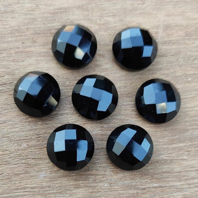 Wholesale Lot of Natural Black Onyx Faceted Round Cut Gemstones 6-25mm Unheated for Rings and Craft Making