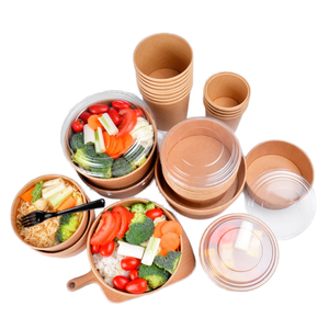 Vente en gros de bols à salade en papier personnalisés avec feuille d'or, revêtement PE, qualité alimentaire, étanches, résistants à la graisse, jetables, pour sushis et sandwichs - Product Image 1