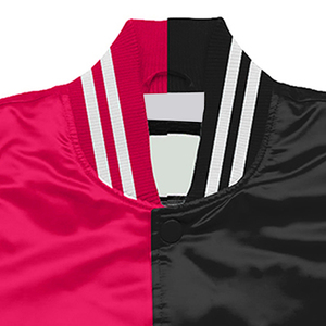 Veste universitaire rose vif de qualité supérieure Veste Letterman de baseball en satin noir Vêtements d'extérieur athlétiques de haute qualité - Product Image 3
