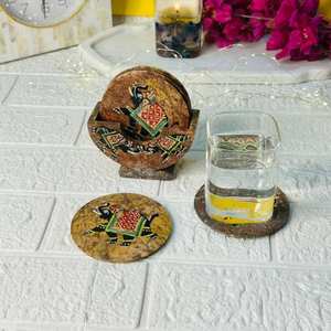 ชุดที่รองแก้วลายช้างหินอ่อนราคาดีที่สุดสำหรับห้องรับประทานอาหารงานหัตถกรรมหินสไตล์ทางศาสนาสำหรับโรงแรมห้องครัว - Product Image 1