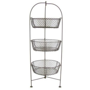 Vintage Wire Iron <b>Basket</b> <b>Black</b> Finished for Kitchenware Living Room Home Decoration Round Shape 3 Tier <b>Storage</b> <b>Basket</b> - Product Image 2