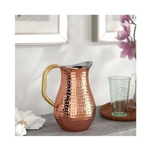 hammered pure copper stylist <b>jug</b> handcrafted Ayurveda water storage vessel durable ecofriendly healthy lifestyle daily use - Product Image 2