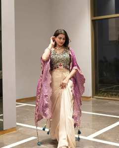 NEW Design& Pattern Punjabi Cultural Style Faux Fur Mono Net Salwar Kameez Digital Printed <b>Shrug</b> Style Traditional Party Quick - Product Image 2