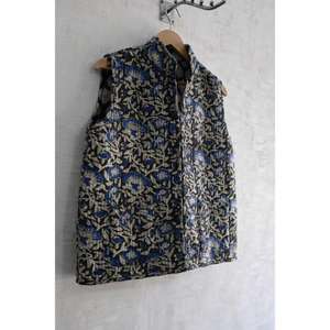 Chaleco Acolchado de Algodón Ecológico Hecho a Mano para Mujer, Sin Mangas, Informal, con Cierre de Botones, Estampado de Bloques, para Toda Temporada - Product Image 3