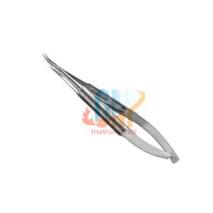 คีมจับเข็มบาร์ราเกอร์ 10 ซม. เกรดผ่าตัด สแตนเลส เครื่องมือจักษุแพทย์ แบบล็อค ปลายโค้ง คุณภาพสูง ได้รับมาตรฐาน CE - Product Image 1