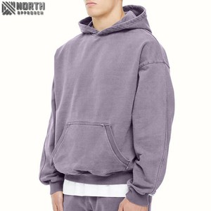 100% algodón en blanco grueso de alta calidad de lana de gran tamaño French Terry Winter Hoodie para hombres Vintage ácido lavado pesado de secado rápido - Product Image 3