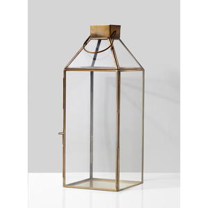 Ensemble de 3 lanternes à bougies coniques en laiton doré et en verre de qualité supérieure, élégantes décorations métalliques à suspendre et à poser sur table pour les événements - Product Image 5