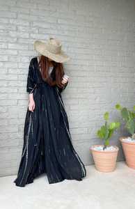 Eco-Friendly Woven Kimono <b>Dress</b> with Natural Waistline Full Length <b>Long</b> Sleeve Modern Design for Women OEM Service - Product Image 6