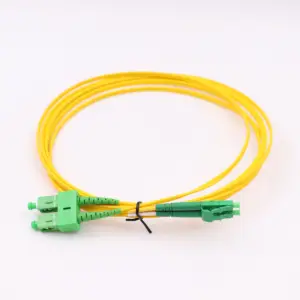 Cable óptico de fibra óptica, longitud personalizada, LC APC a SC APC, dúplex, OS2, modo único, LSZH, 2,0mm, puente de Cable de fibra óptica de parche