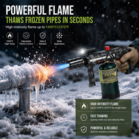 Chalumeau à propane robuste avec allumage piézoélectrique, flamme réglable, tube brûleur en acier inoxydable, certifié CE EN521, verrouillage de sécurité