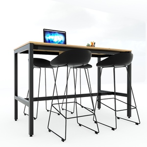 Industrial Design 160x80x105cm Standing Conference <b>Table</b> Plywood Wood with Iron Legs Assembly Required-STD68039 - Product Image 5