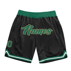 Industrie Direct Engro Sportswear Basketball <b>Shorts</b> Custom Black Kelly <b>Green</b>-Old Gold Authentic Throwback Basketball <b>Shorts</b> - Product Image 1