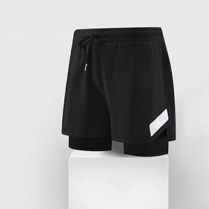 Men's High Street Comfort Customized Logo Color Double <b>Layer</b> Designer Mesh Shorts Summer Sublimation Solid Custom Blank Short - Product Image 2