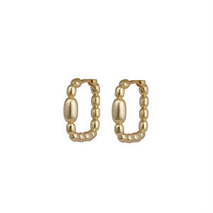 Vente en gros de boucles d'oreilles créoles carrées en laiton en forme de perles grosses boucles d'oreilles créoles larges et brillantes boucles d'oreilles en plaqué or véritable 18 carats - Product Image 2