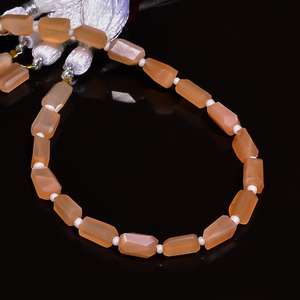 Perles de pierre de lune pêche naturelle à facettes en forme de pépite 6x8mm perles de pierre de lune en vrac faites à la main pour la fabrication de bijoux en vrac - Product Image 6