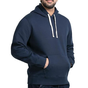 Sweat à capuche confortable en coton pour hommes (bleu marine XL) Sweat à capuche décontracté grand et grand couleur unie Sweat à capuche à manches longues grande taille - Product Image 1
