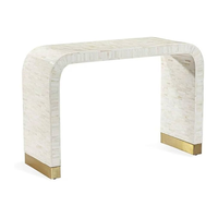 Table console en os incrusté de style cascade, meuble de luxe artisanal, imperméable, classique, pour bébés et enfants