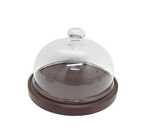 Hot Selling <b>Wooden</b> Cake Plate With Glass Dome Walnut and Smoke <b>Colour</b> for Kitchen & Table Top Decorative - Product Image 4
